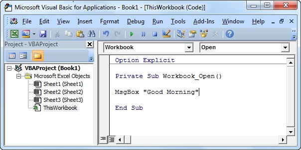 workbook event code