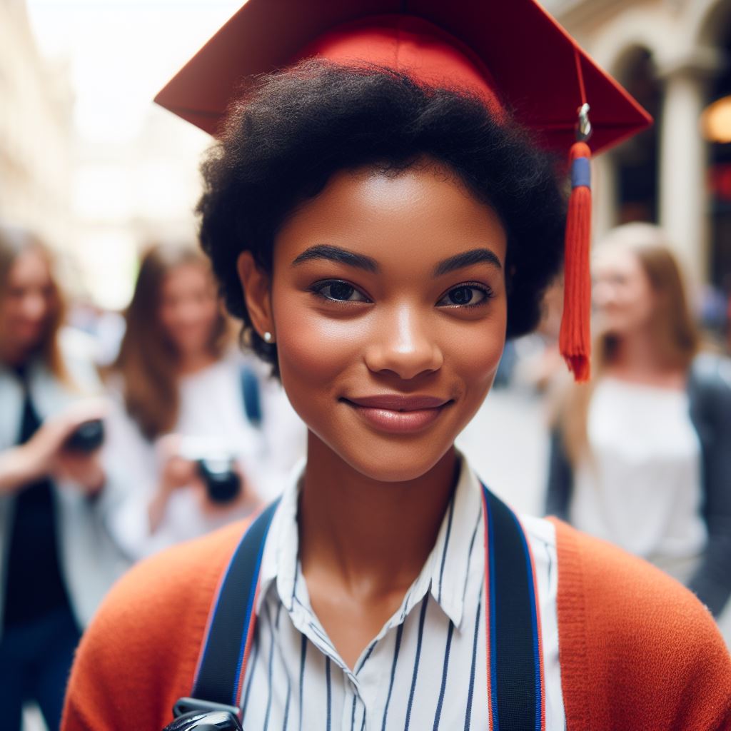 A person wearing a graduation cap and gown

Description automatically generated