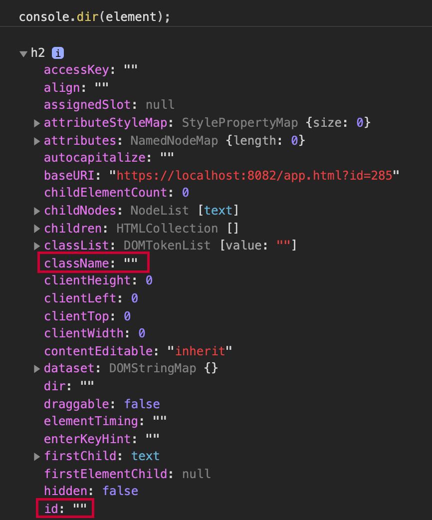 console.dir(element) output