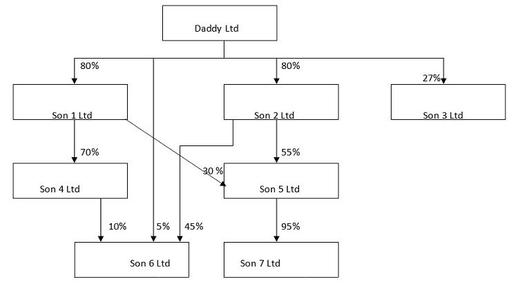 Daddy Group has the following group structure