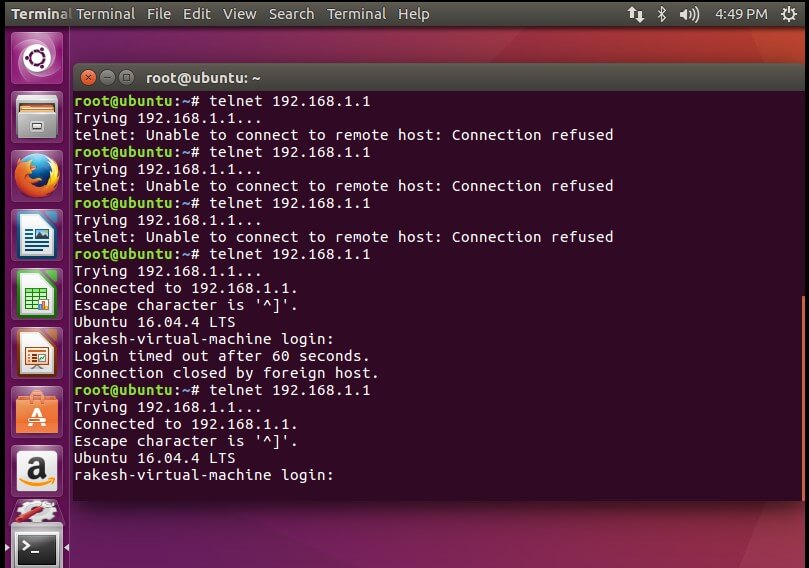 now host is able to connect with telnet connection