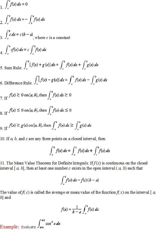Properties of definite integrals