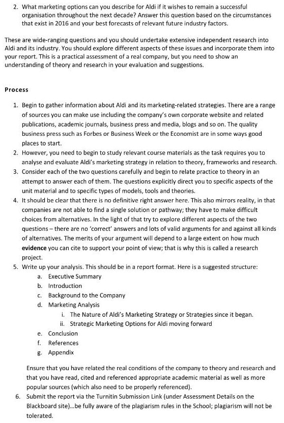 Marketing assignment question