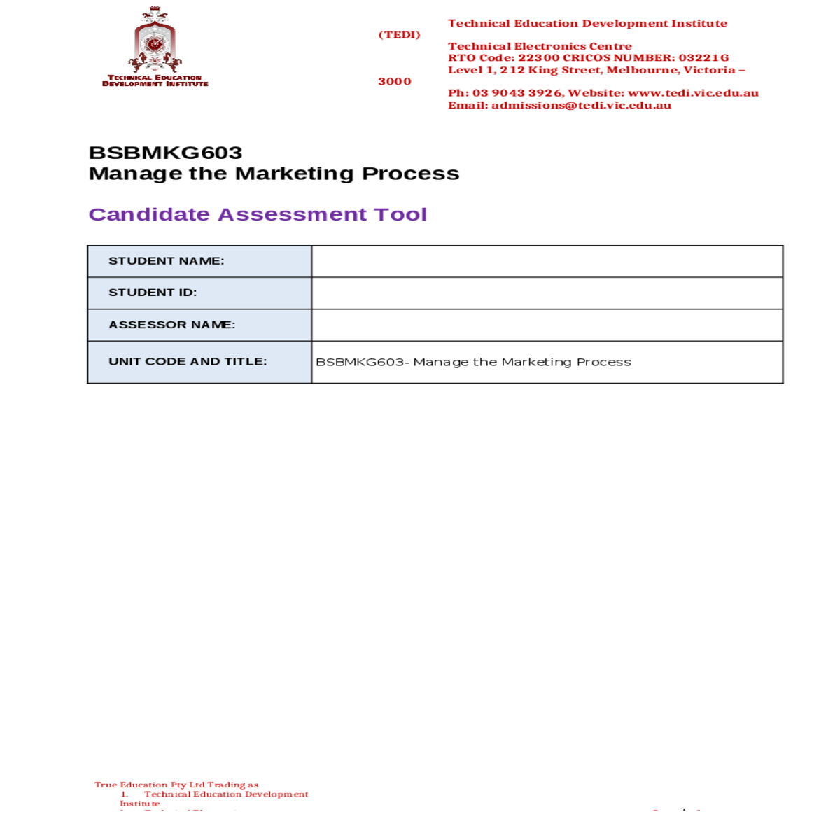 assessment task cover sheet task 1 (at1)