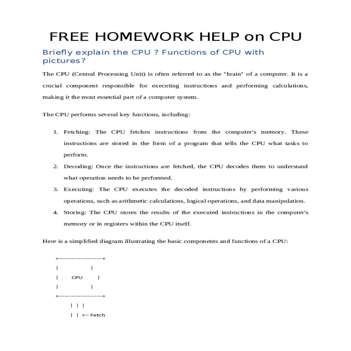 free homework help on cpu