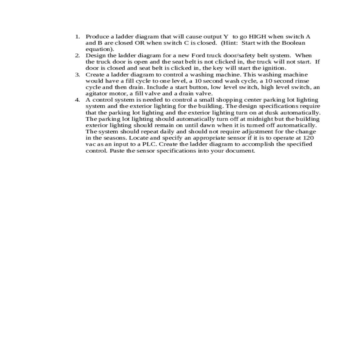 create the ladder diagram accomplish the specified