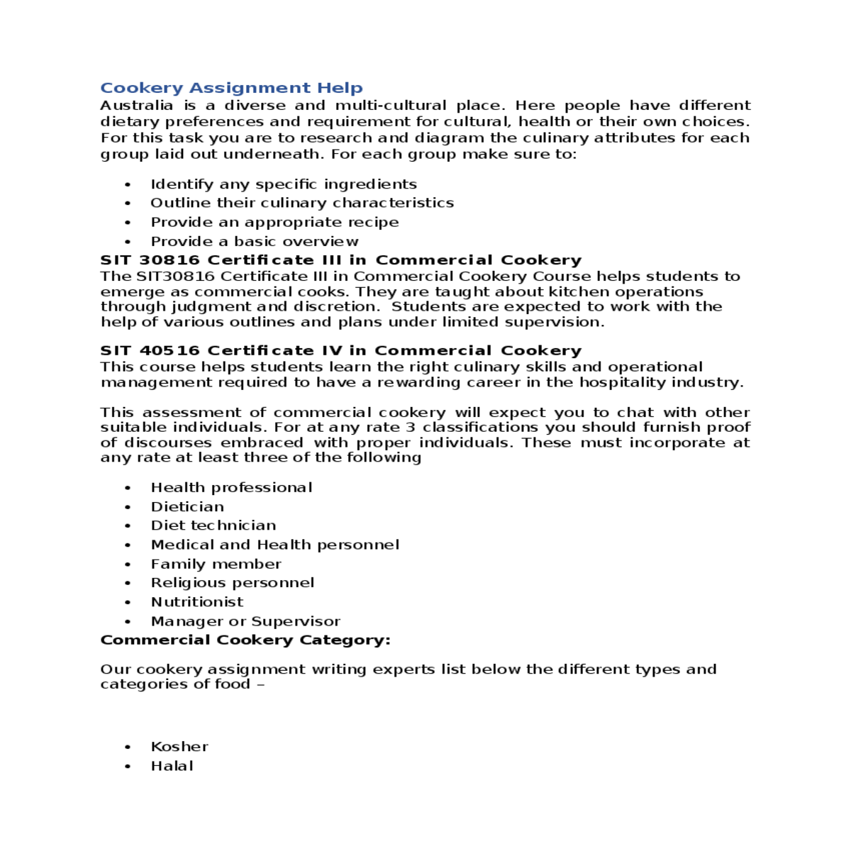 sit 40516 certificate iv in commercial cookery