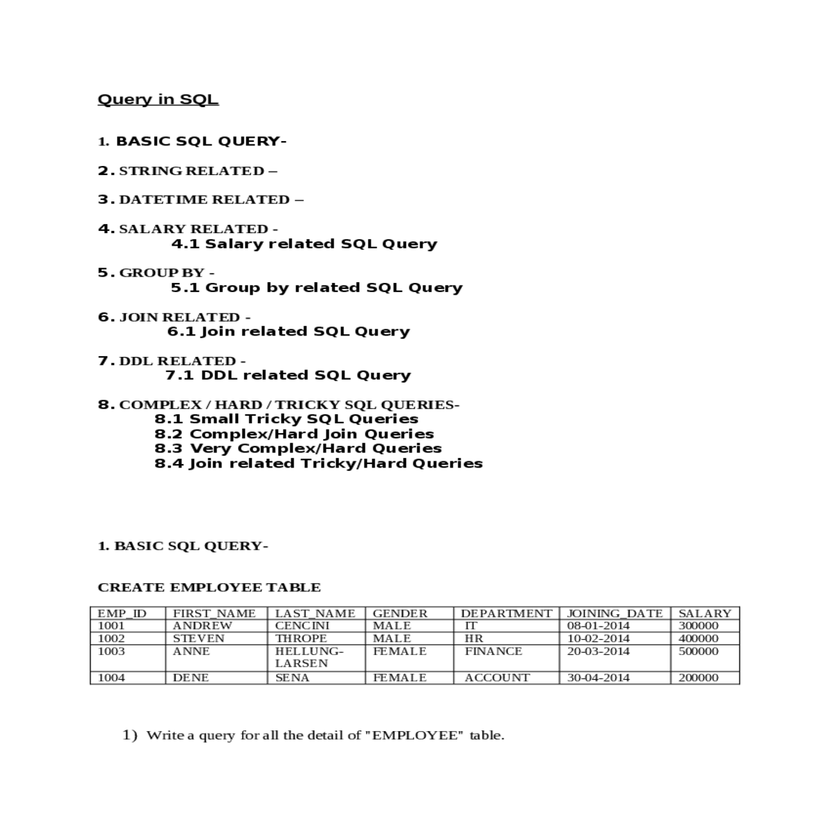 ddl related ddl related sql query