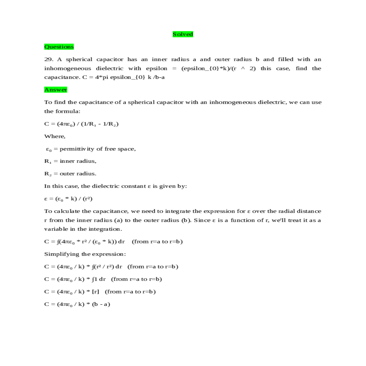 treat variable the integration from the expression