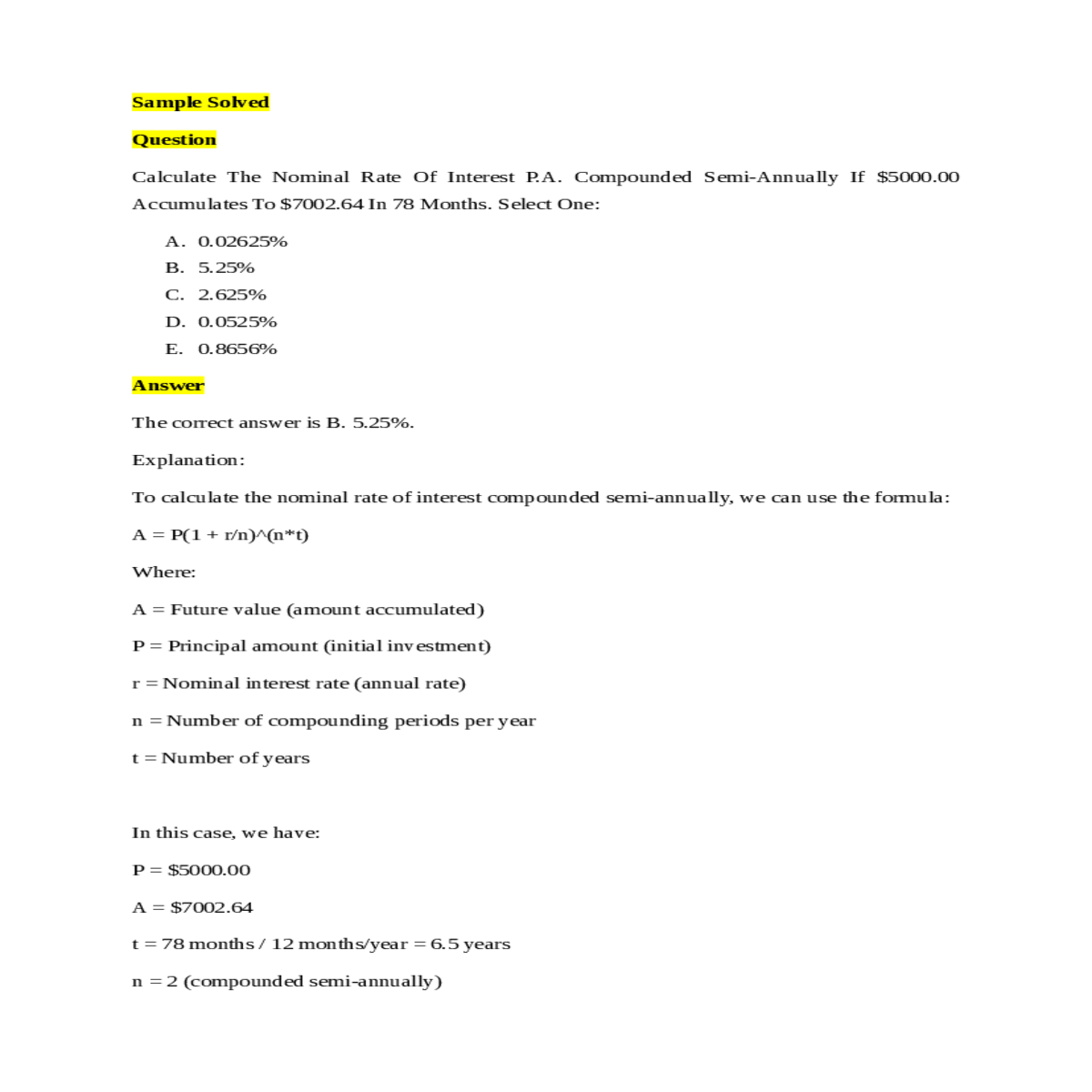 explanation calculate the nominal rate interest co