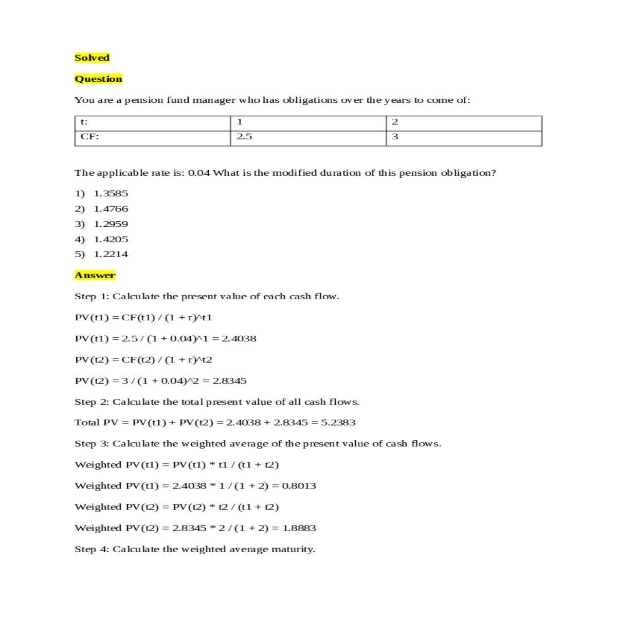 find that the modified duration approximately