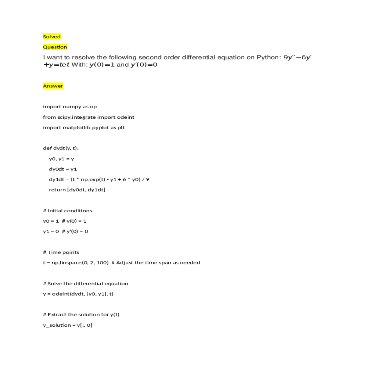 the second-order differential equation
