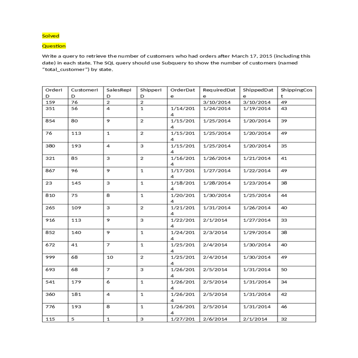 you can use the following sql query state