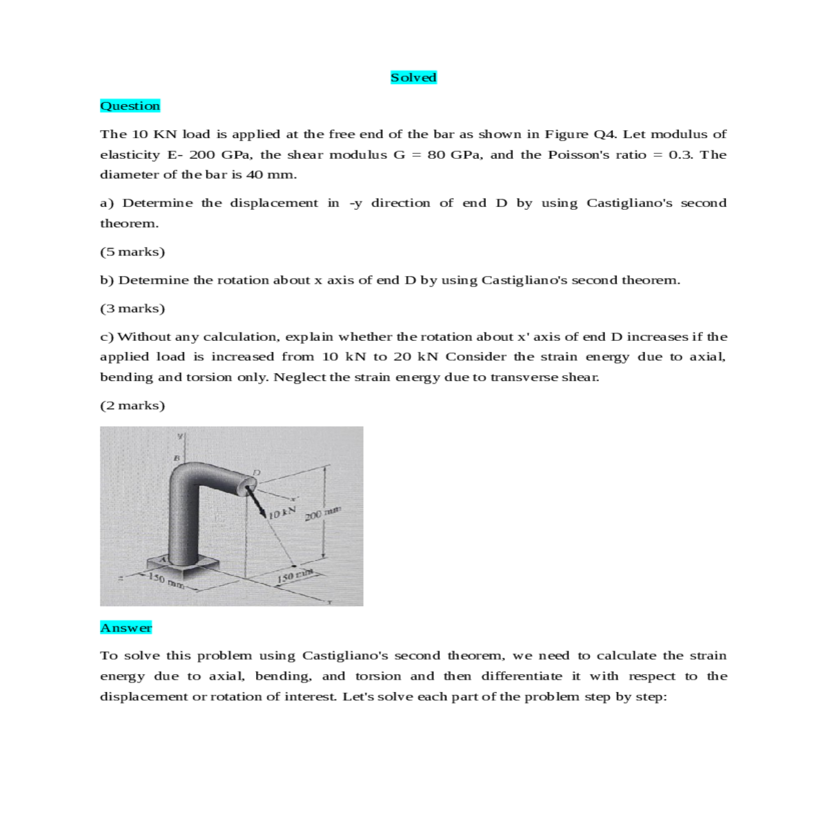 need calculate the strain energy due axial