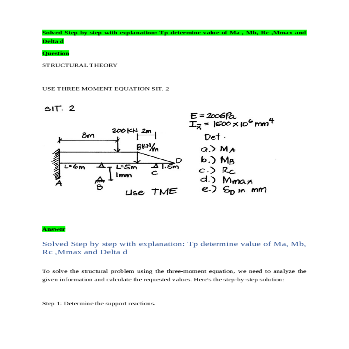 mmax and delta dquestionstructural theoryuse three