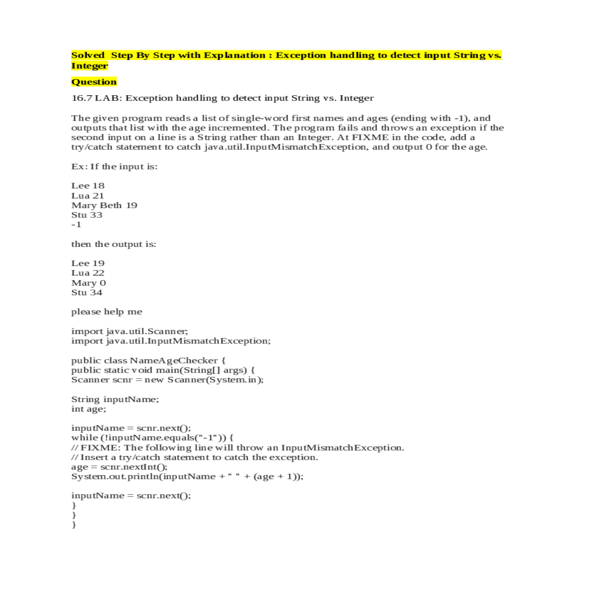 integerquestion lab exception handling detect inpu