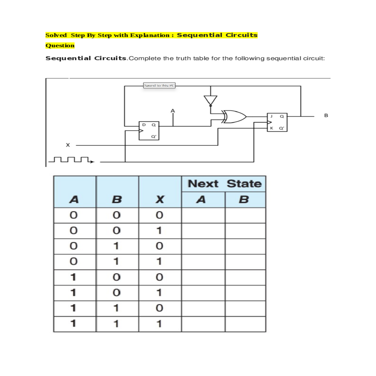 solved step step with explanation sequential circu