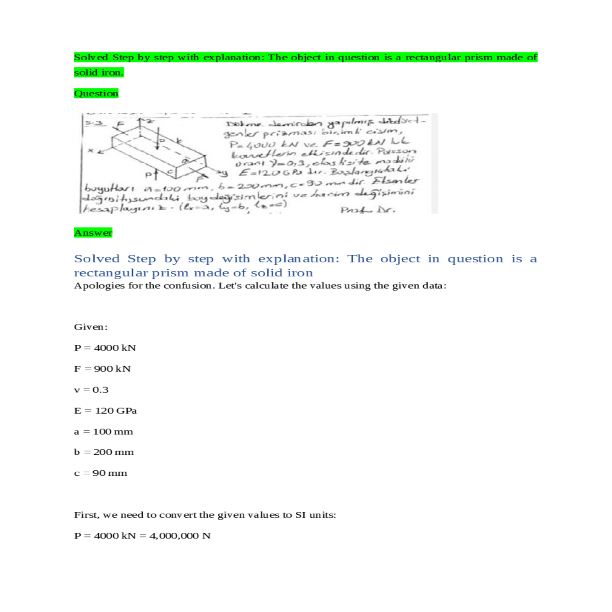 let calculate the values using the given data knf