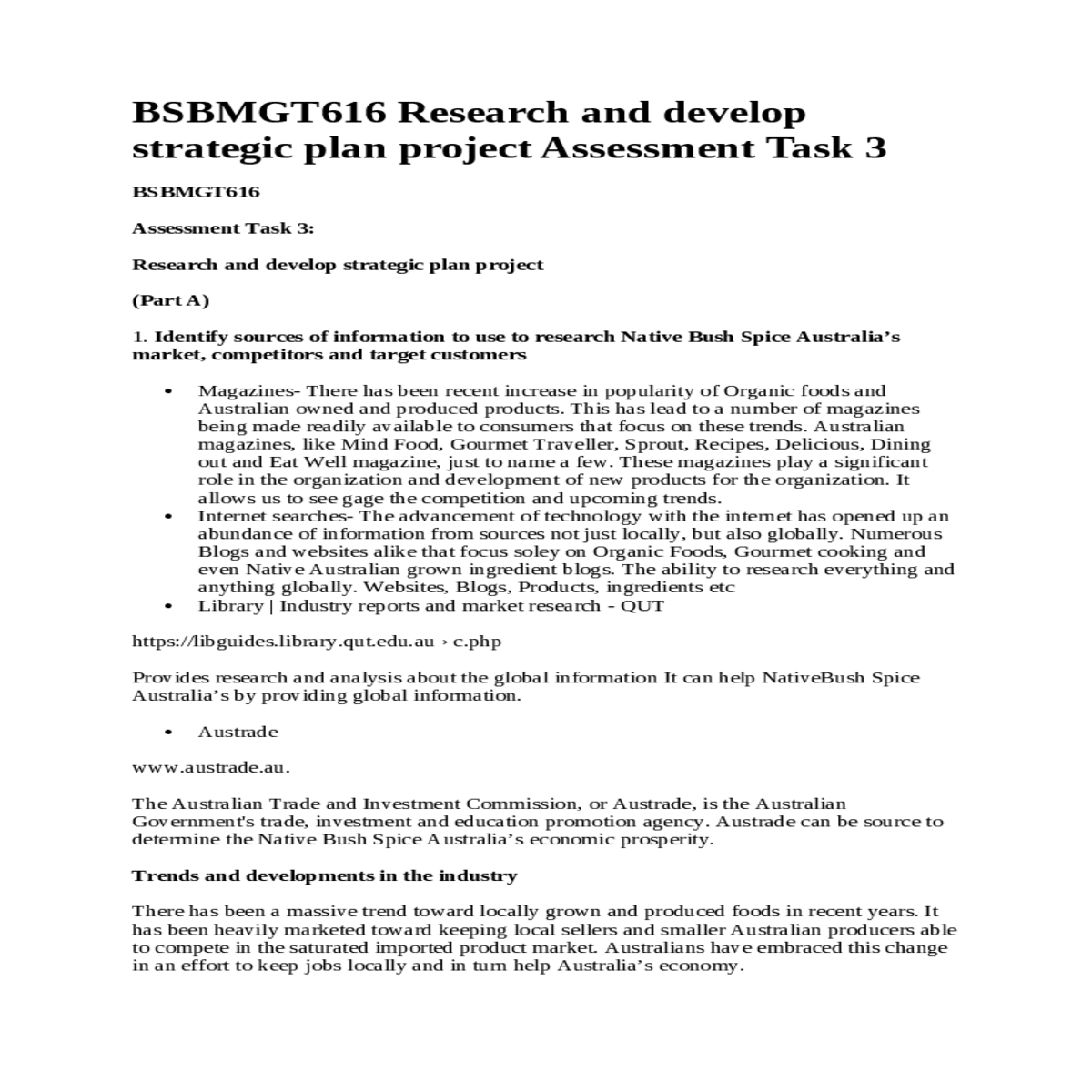 BSBMGT616 Research and develop strategic plan proj
