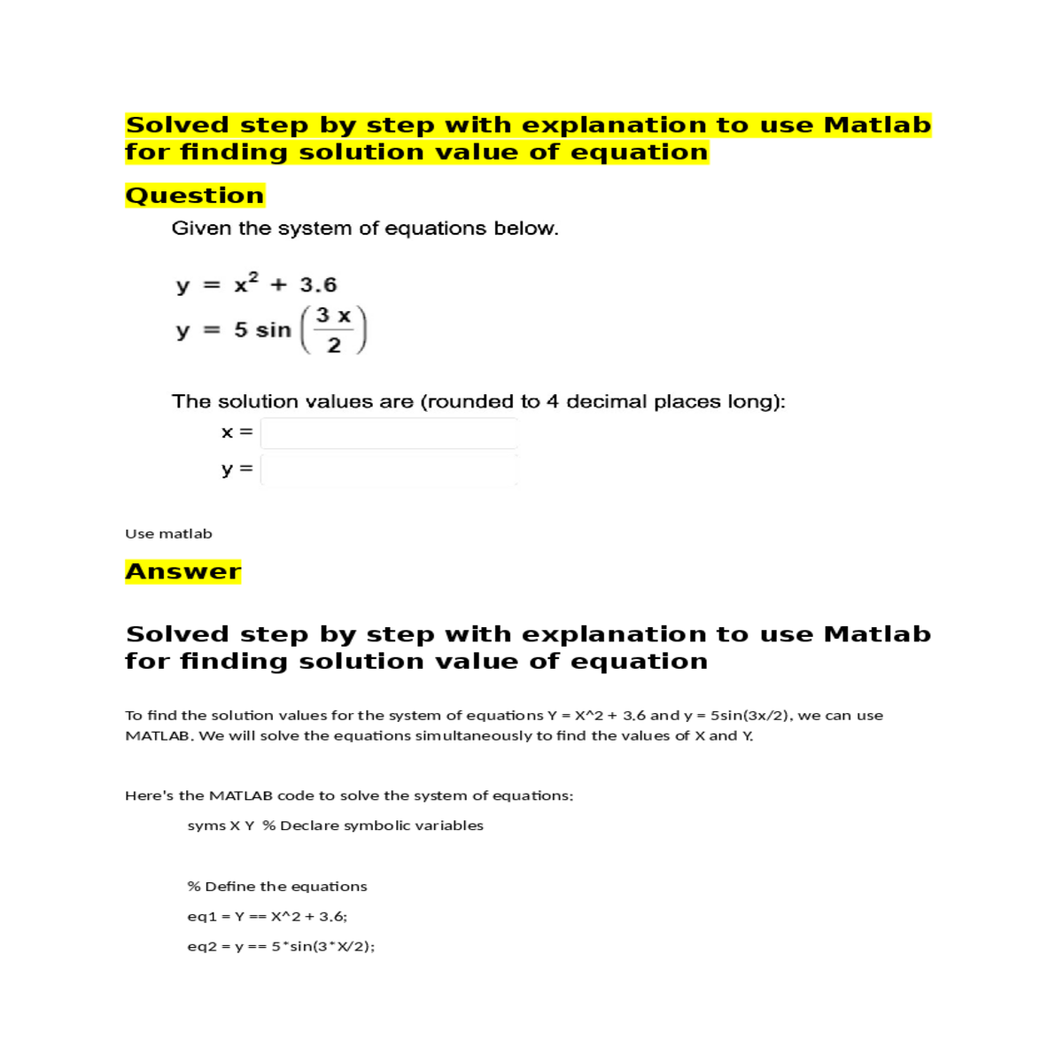 display the solution valuesx vpa