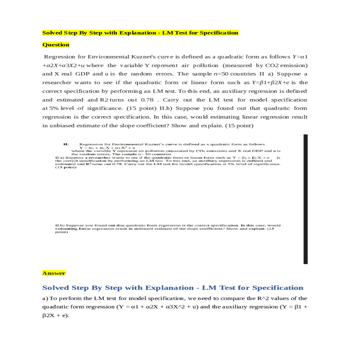 need calculate quad the quadratic form regression