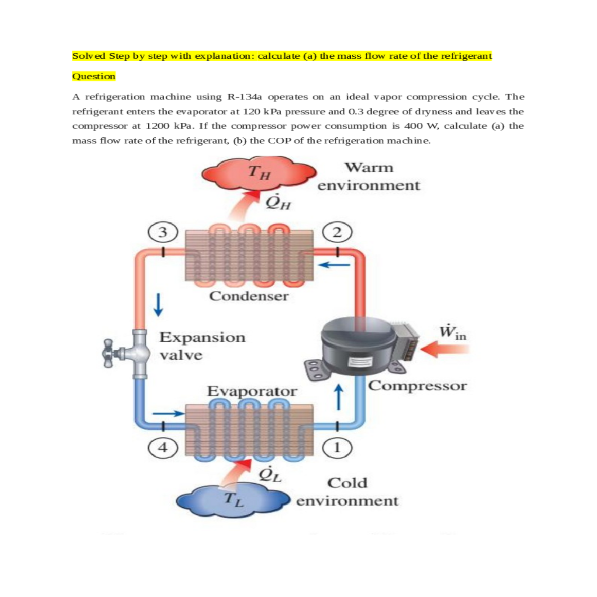 calculate the mass flow rate the refrigerant