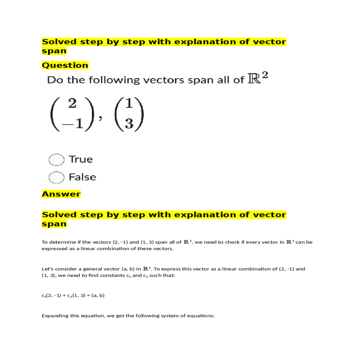 can check the coefficient matrix determinant non-z