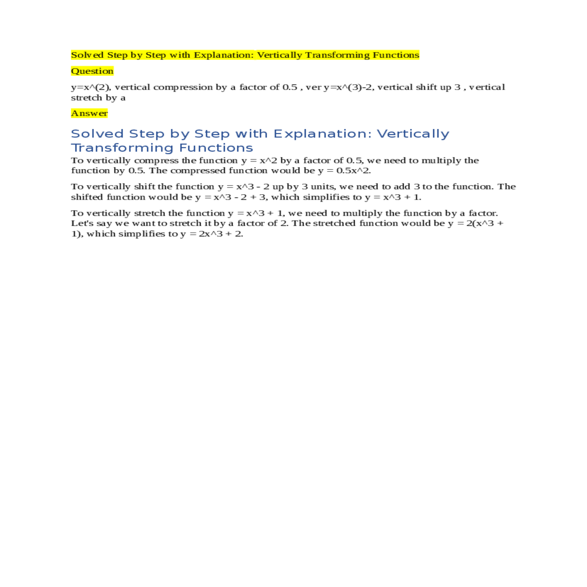 vertical stretch aanswerto vertically compress the