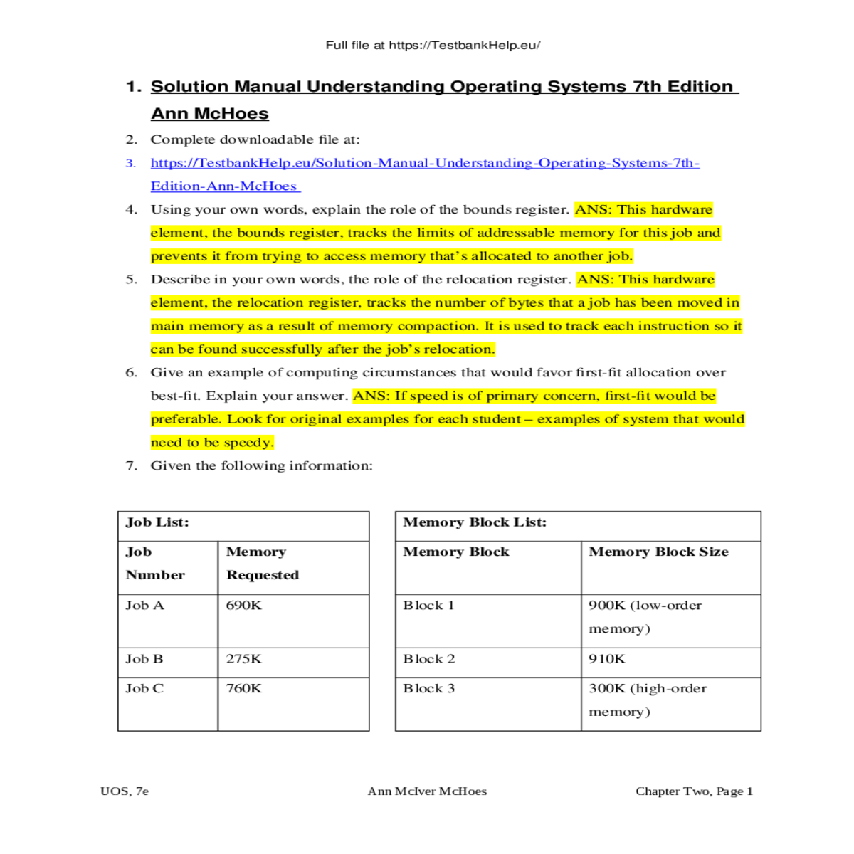 system using the fixed partitions memory allocatio