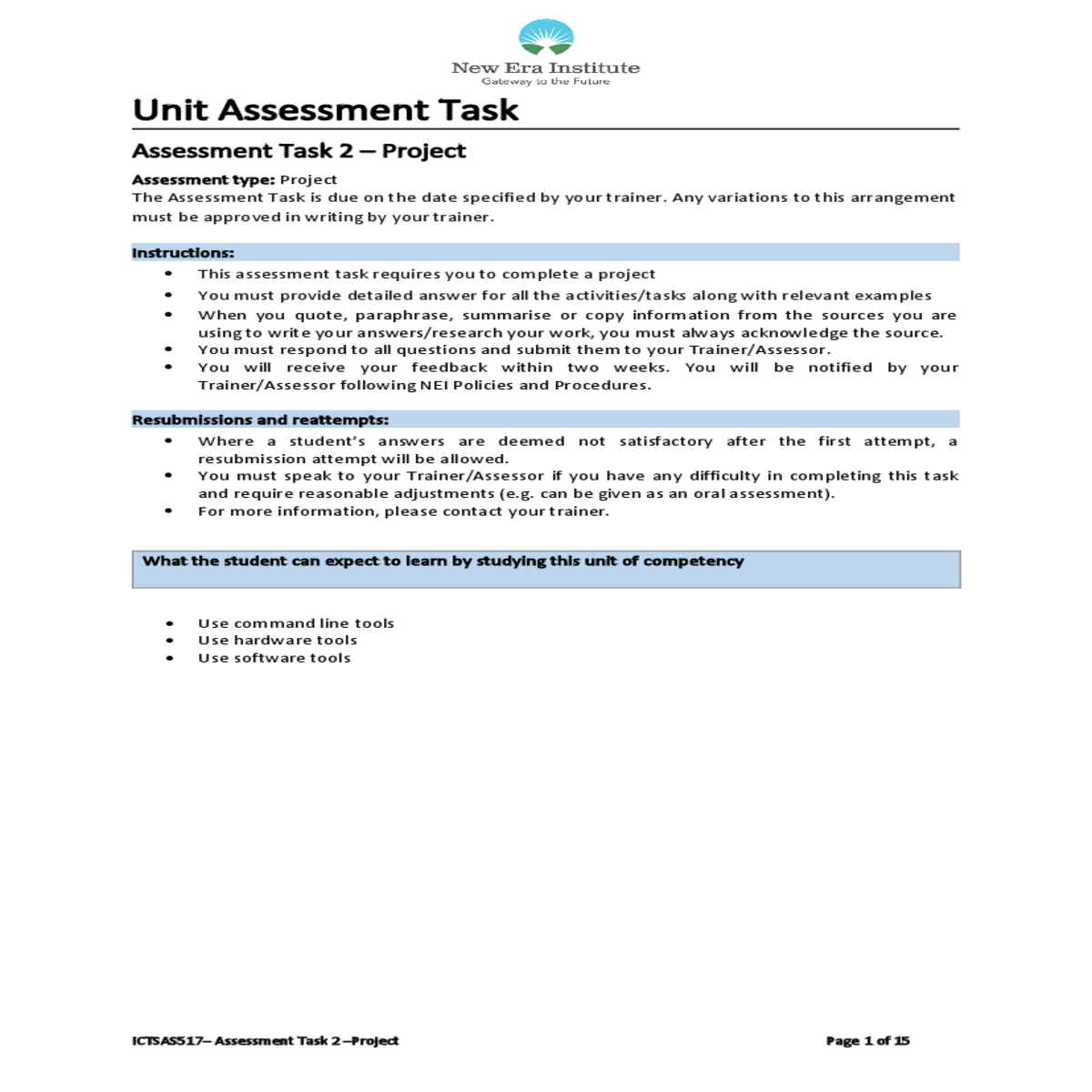 assessment task 2 – unit project