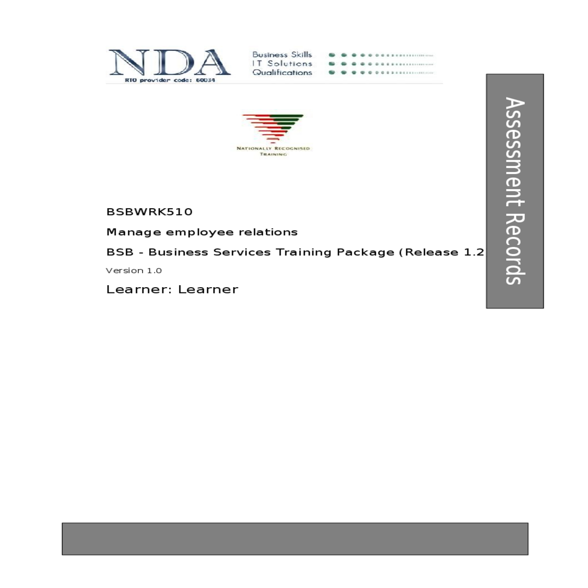 assessment tool at5 portfolio of evidence or rpl