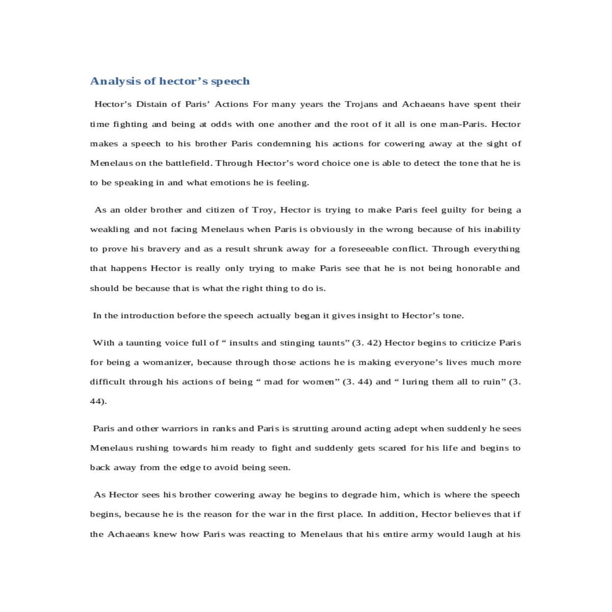 analysis of hector’s speech
