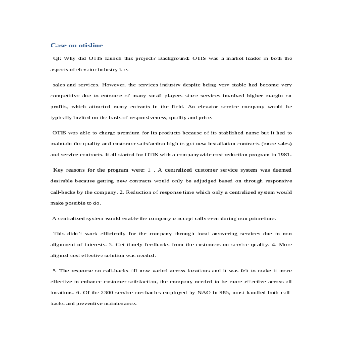 case on otisline