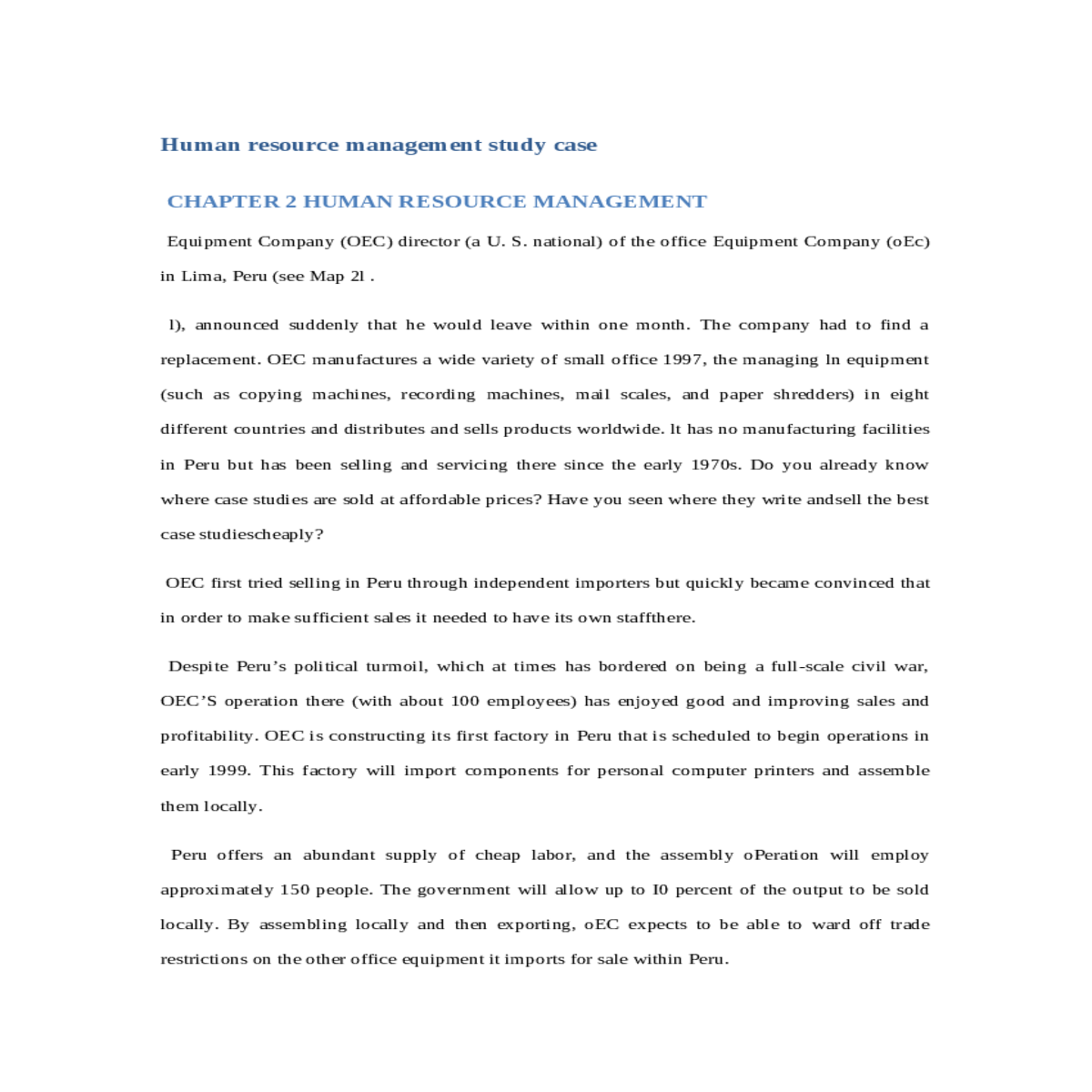 human resource management study case