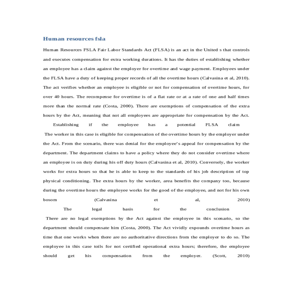 hours work and the fair labor standards act study 