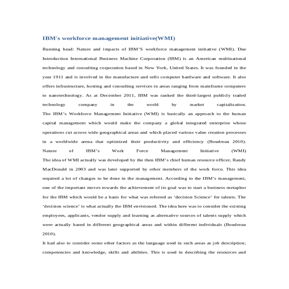 ibms workforce management initiativewmi