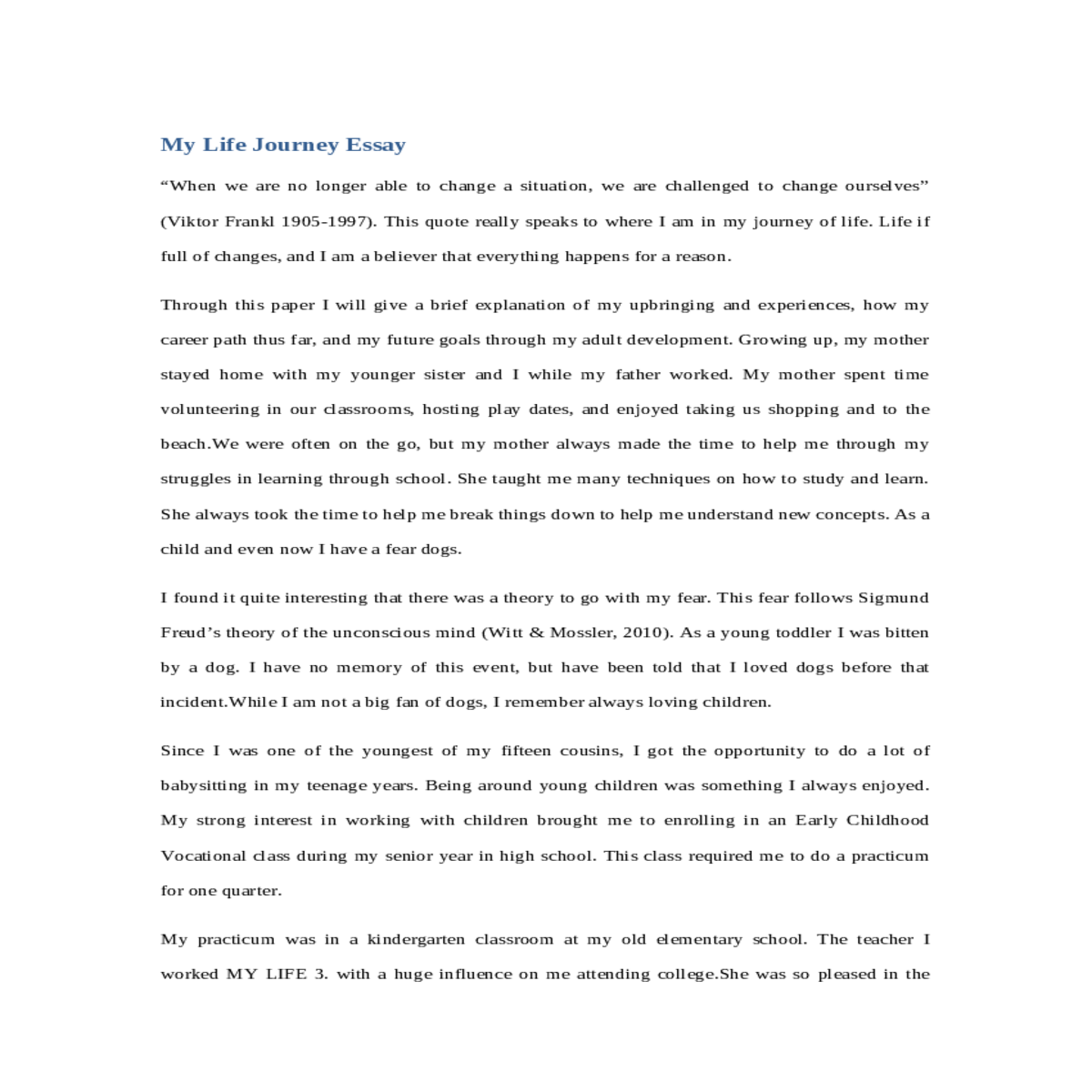 my life journey essay