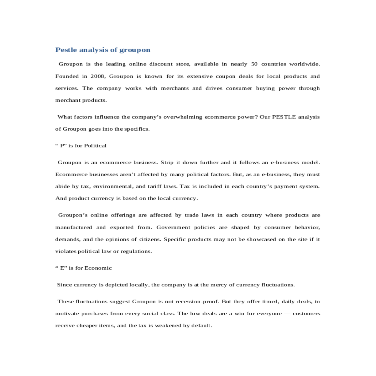 pestle analysis of groupon