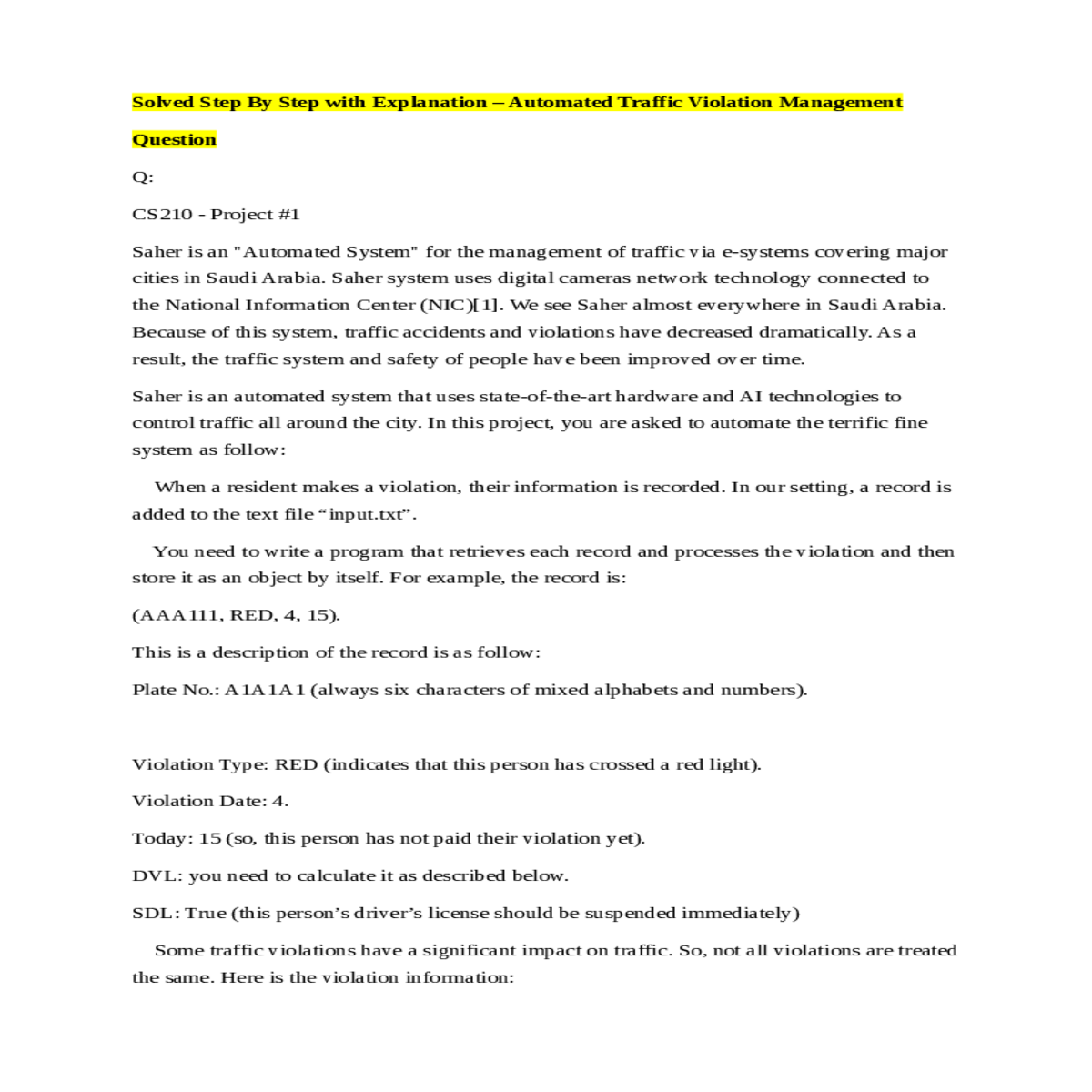 determine the violation importance and violation i