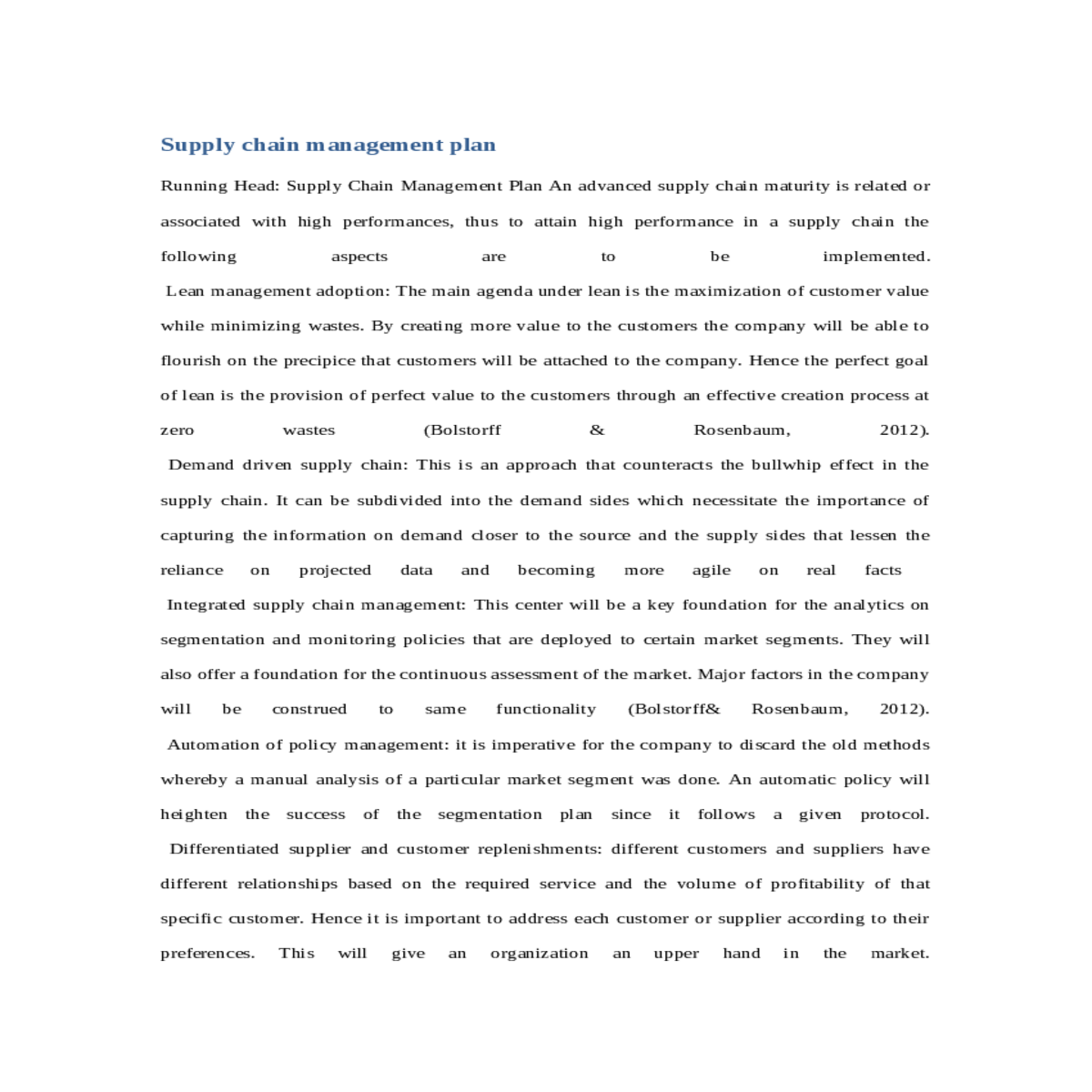 supply chain management plan