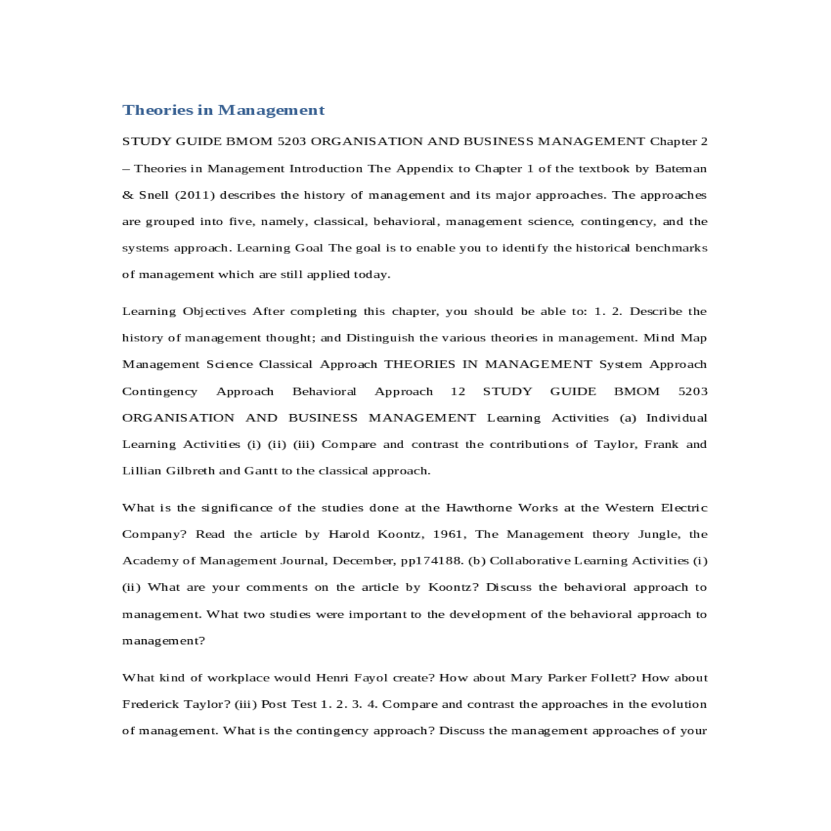 theories in management