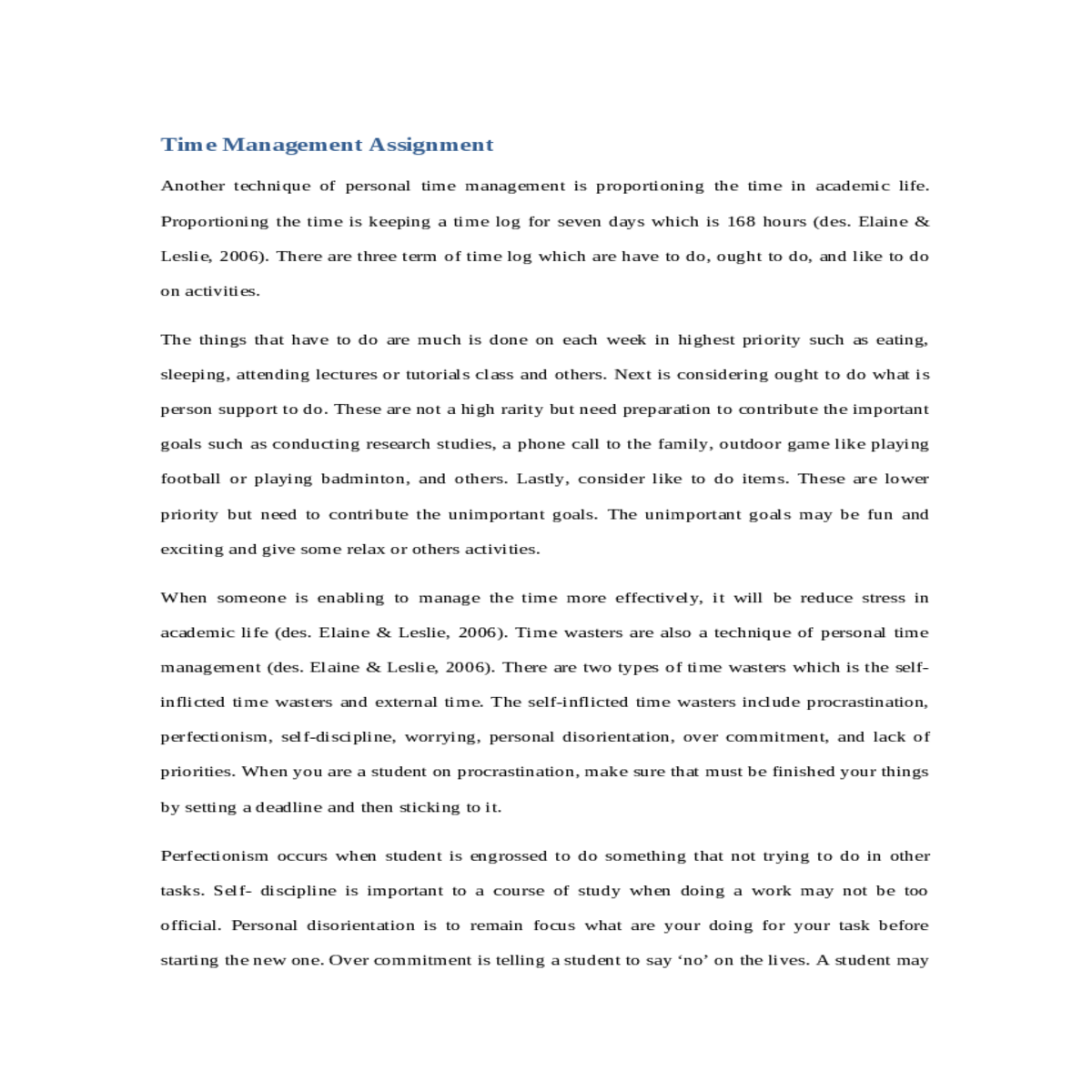 time management assignment