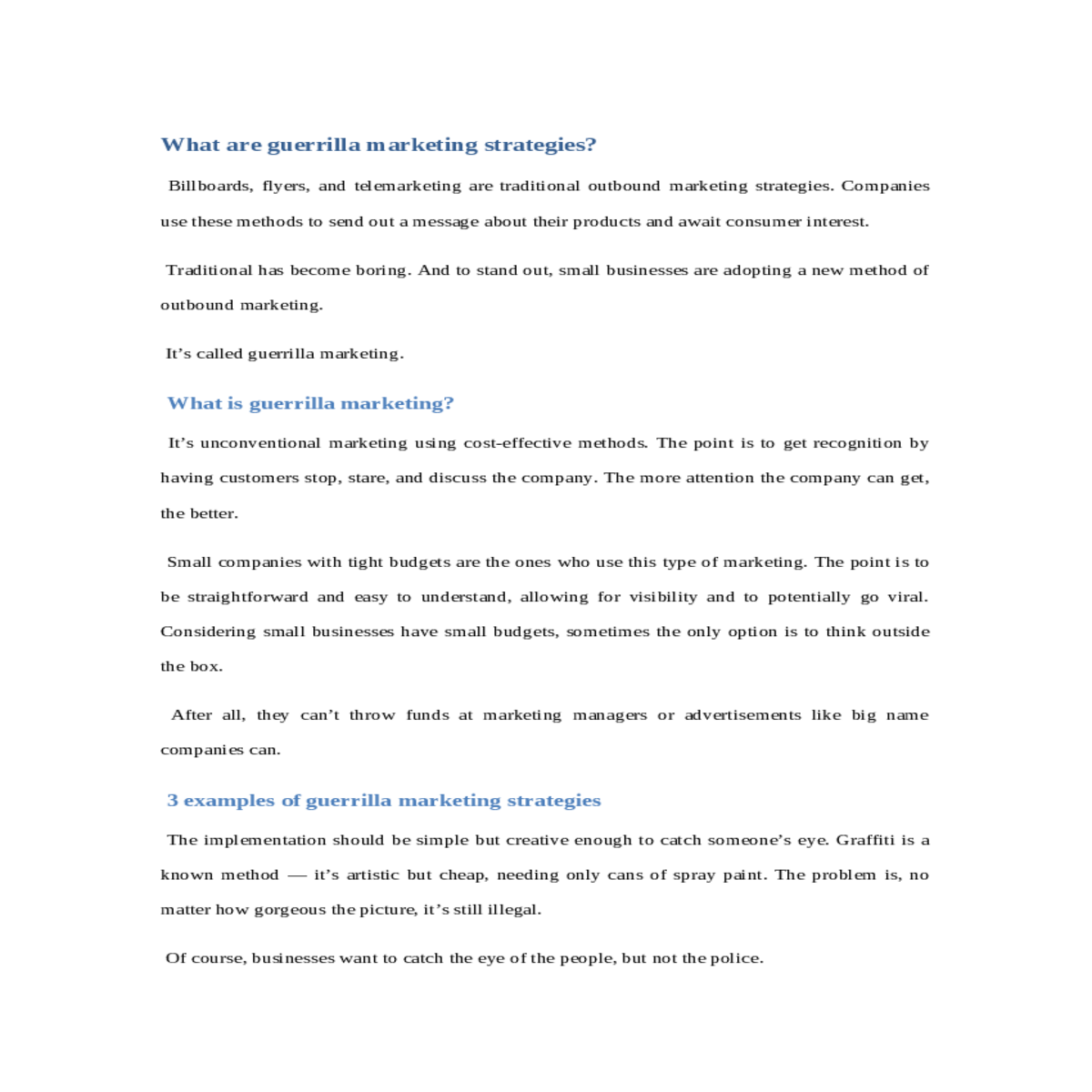what are guerrilla marketing strategies
