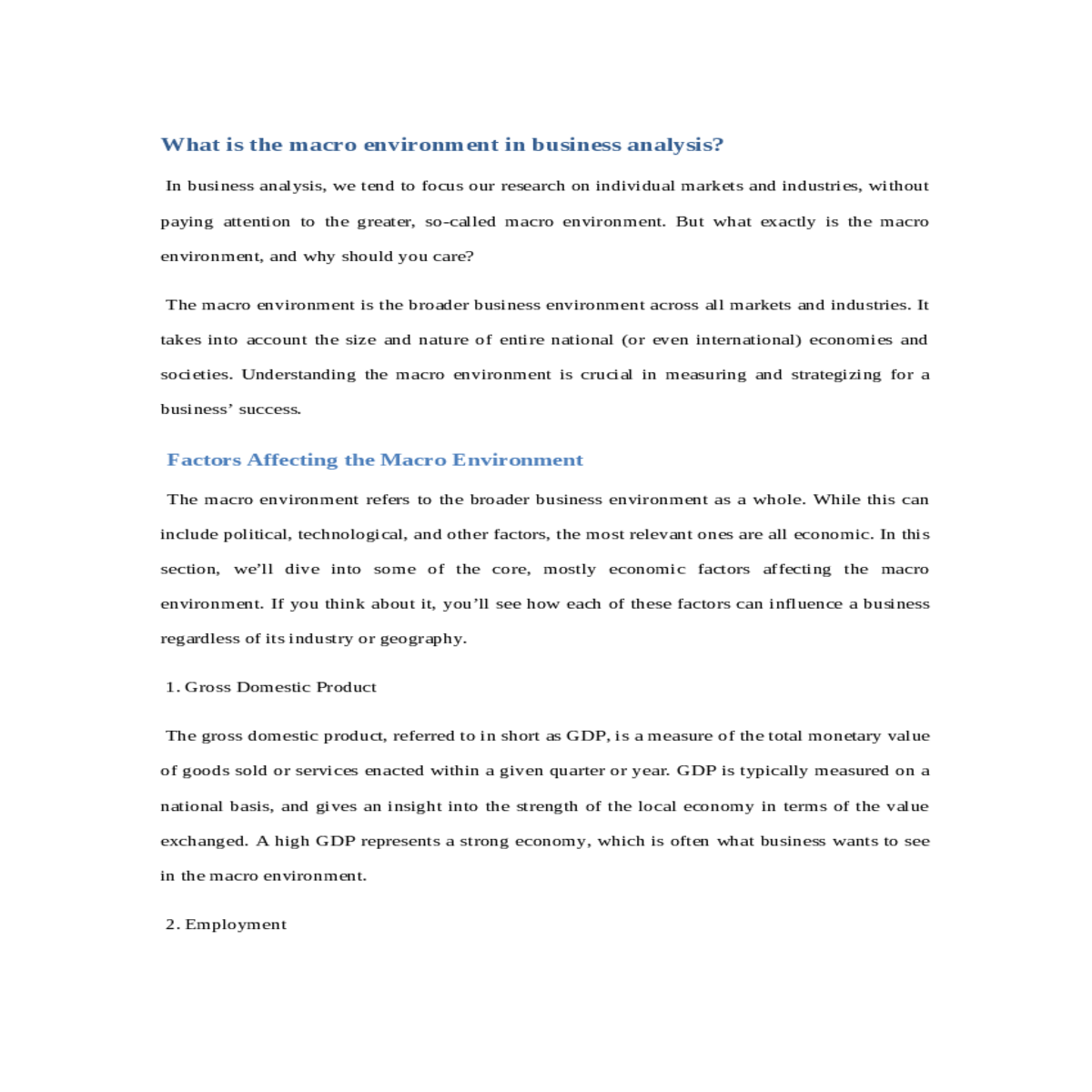 factors affecting the macro environment