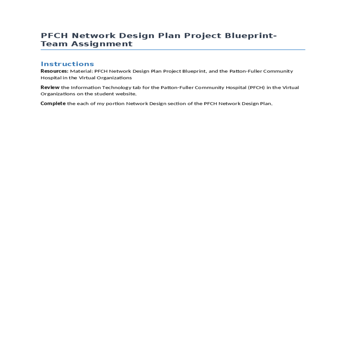 resources material pfch network design plan projec