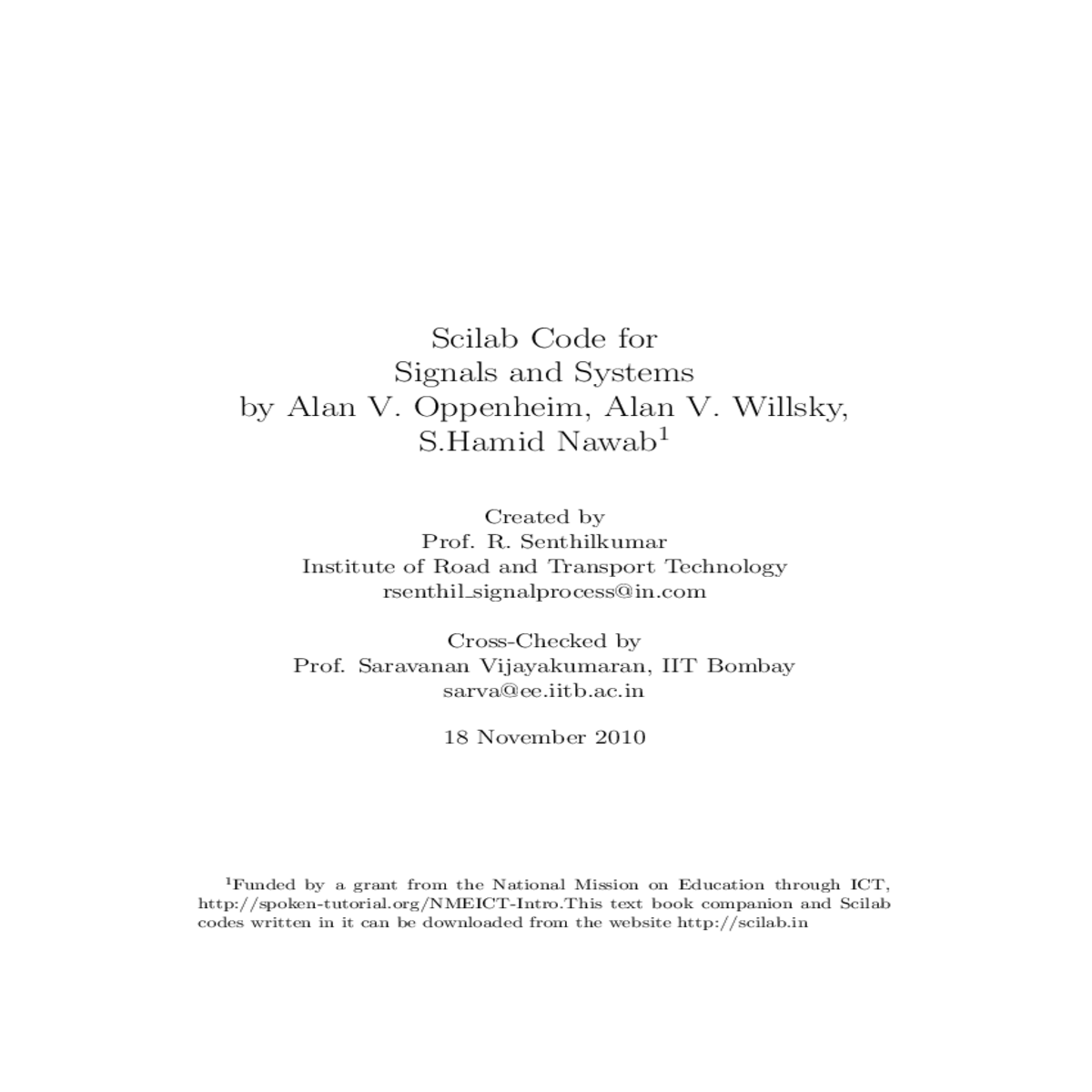 the continuous time fourier transform scilab codes