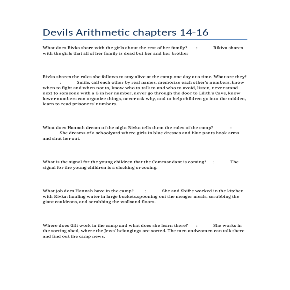 devils arithmetic chapters 1416