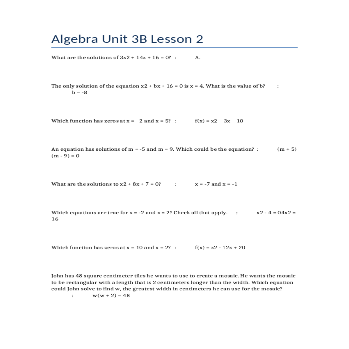 and theo started solve the quadratic equation