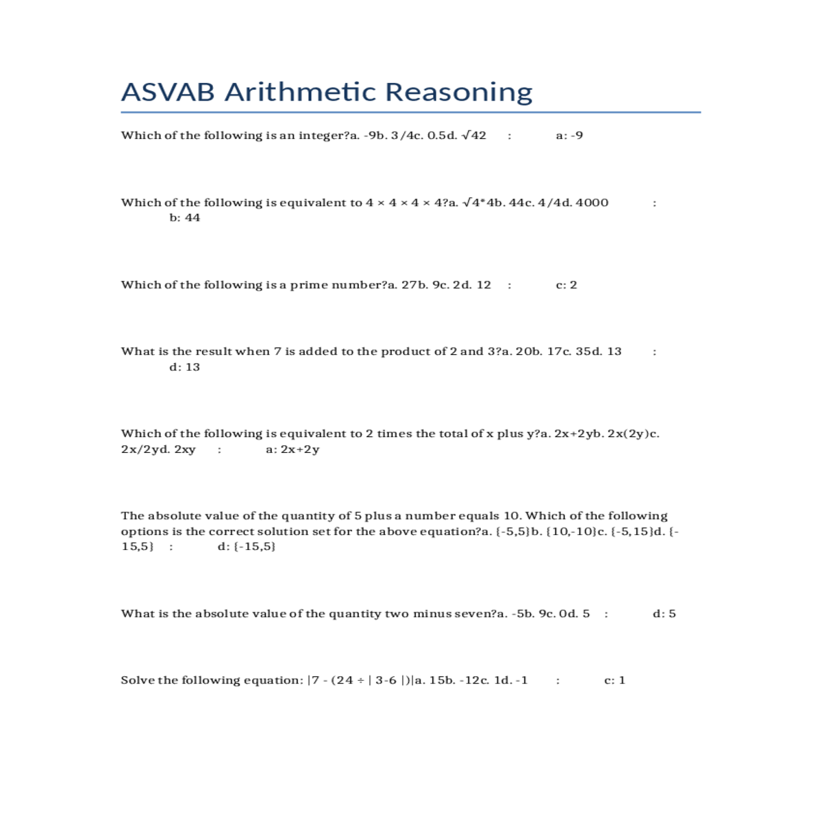 asvab arithmetic reasoning