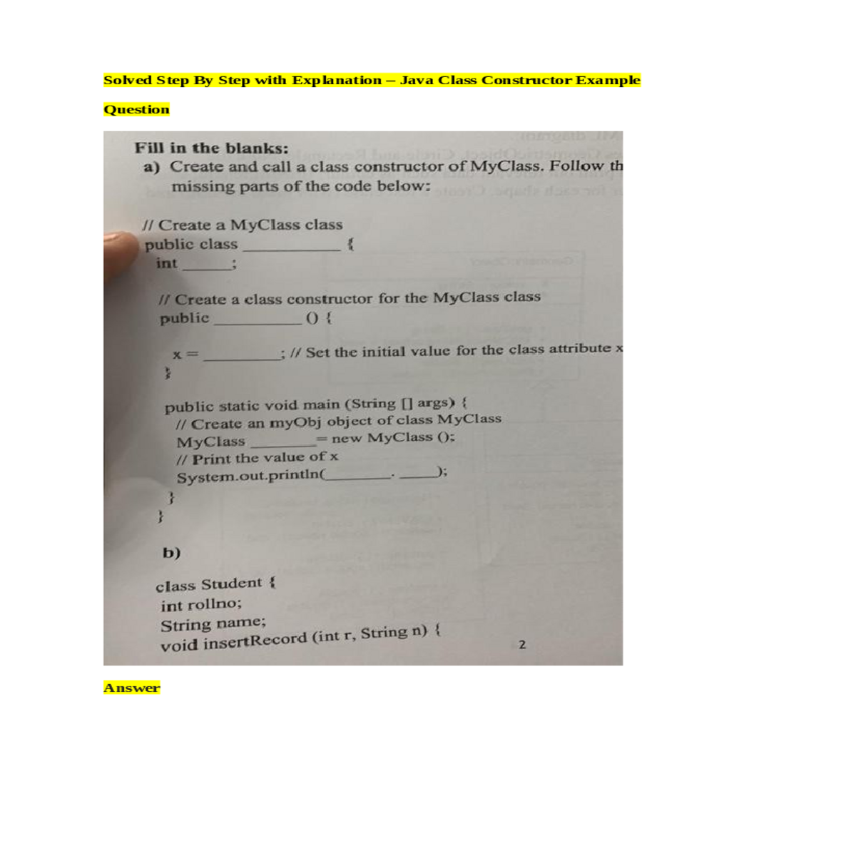 create public class called myclass